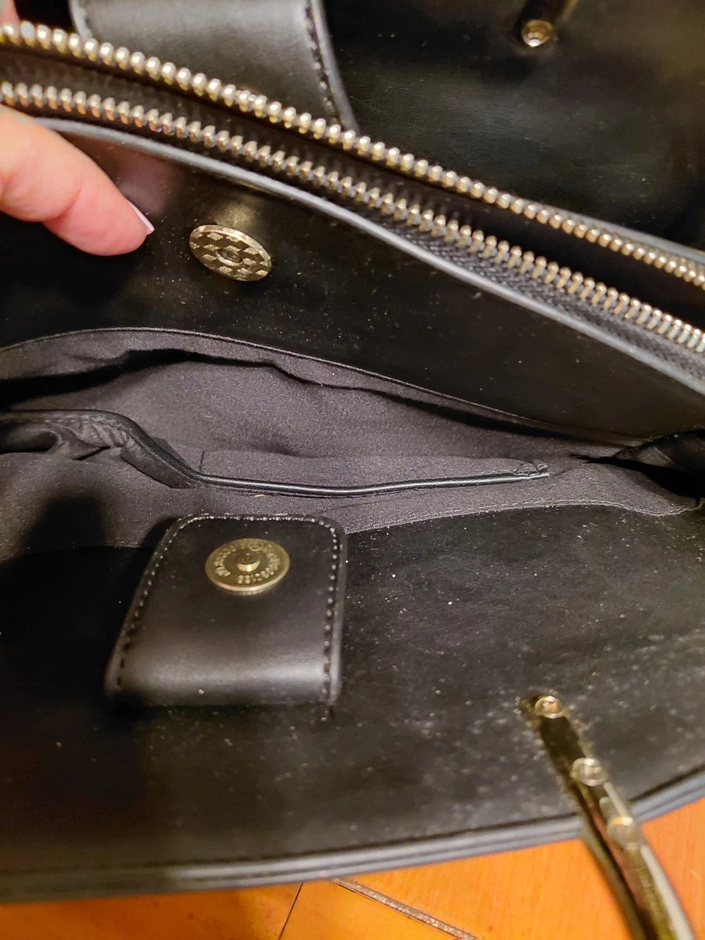 BCBG Black Satchel with Gold Top Handles